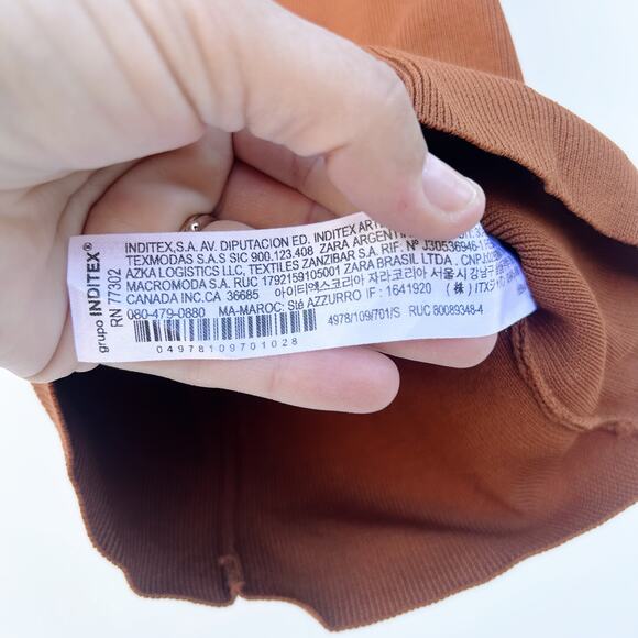 Zara Knit Choker Tank Top Rust Ribbed Fitted Small Blouse Professional Cut Out - Picture 10 of 11